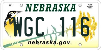 NE license plate WGC116