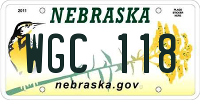NE license plate WGC118