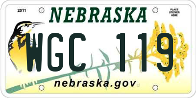 NE license plate WGC119