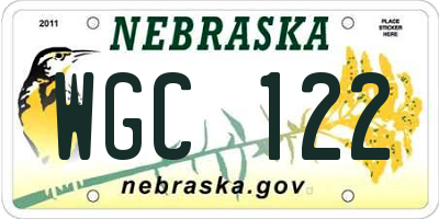 NE license plate WGC122