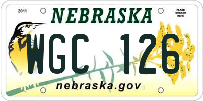 NE license plate WGC126
