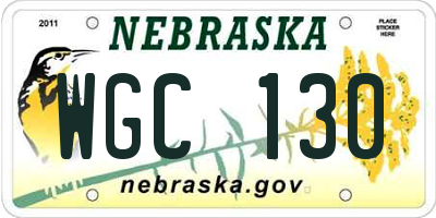NE license plate WGC130