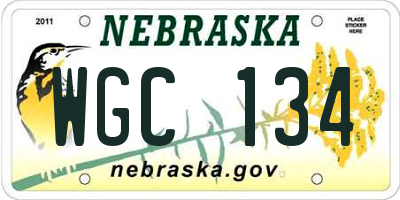NE license plate WGC134