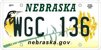 NE license plate WGC136