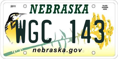 NE license plate WGC143