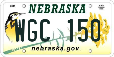 NE license plate WGC150