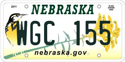 NE license plate WGC155