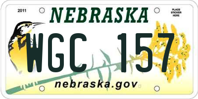 NE license plate WGC157