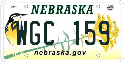 NE license plate WGC159