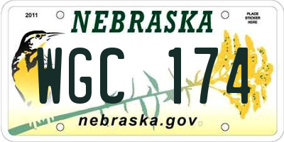 NE license plate WGC174