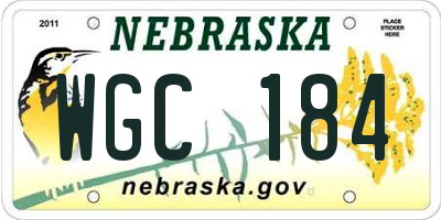 NE license plate WGC184