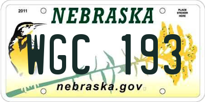 NE license plate WGC193
