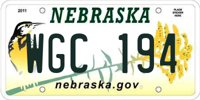 NE license plate WGC194