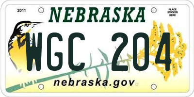 NE license plate WGC204