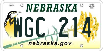 NE license plate WGC214