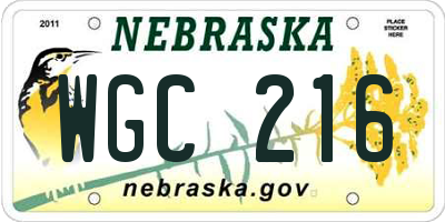 NE license plate WGC216