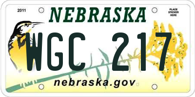 NE license plate WGC217