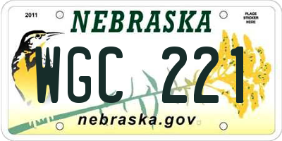 NE license plate WGC221