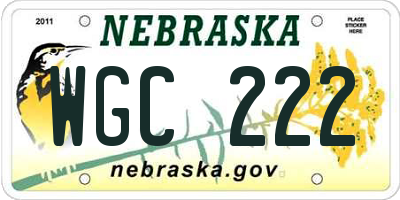 NE license plate WGC222