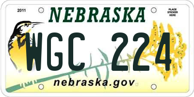 NE license plate WGC224
