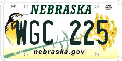 NE license plate WGC225
