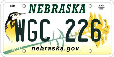 NE license plate WGC226