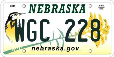 NE license plate WGC228