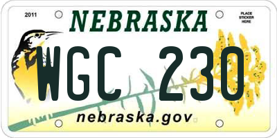 NE license plate WGC230