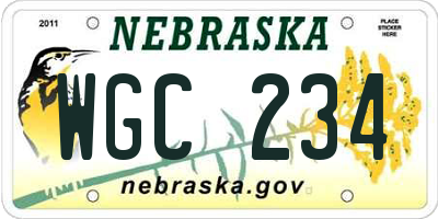 NE license plate WGC234