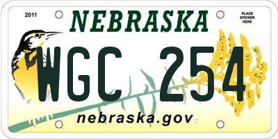 NE license plate WGC254