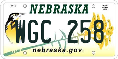 NE license plate WGC258