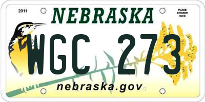 NE license plate WGC273