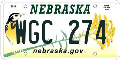 NE license plate WGC274