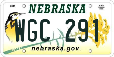 NE license plate WGC291