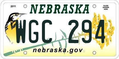 NE license plate WGC294