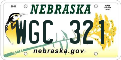 NE license plate WGC321