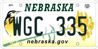 NE license plate WGC335
