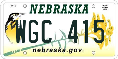 NE license plate WGC415