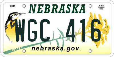 NE license plate WGC416