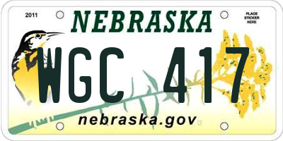 NE license plate WGC417