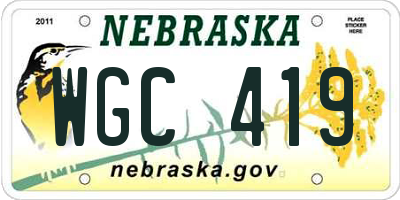 NE license plate WGC419