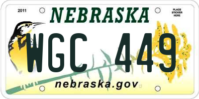 NE license plate WGC449