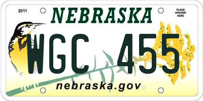 NE license plate WGC455