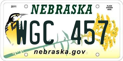 NE license plate WGC457