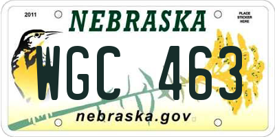 NE license plate WGC463