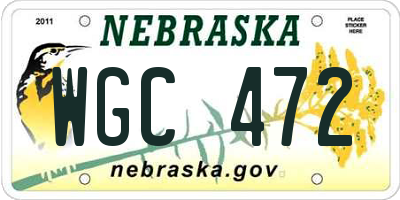 NE license plate WGC472