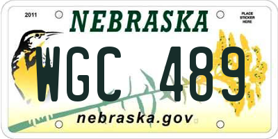 NE license plate WGC489