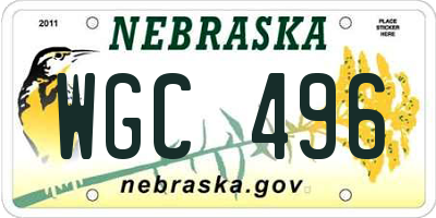 NE license plate WGC496