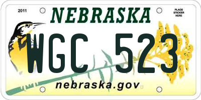 NE license plate WGC523