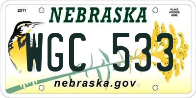 NE license plate WGC533